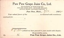 Paw Paw Grape Juice Co. 1908 Michigan Postal Card Purchase Receipt picture