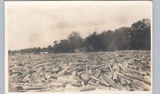 LOG JAM RIVER c1910 real photo postcard rppc timber logging occupational picture