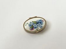 Vintage Hand Painted Blue Floral Porcelain Pill Box / Trinket Box picture
