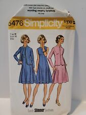 Simplicity 5476 Size 18 Dress & Jacket Cut Complete 1972 picture