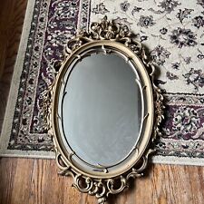 Vintage 60s Wall MIRROR Syroco Gold Trim Ornate Set USA 29”x18” picture