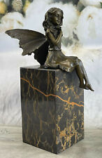 Valentine Angel Holding Flower Bronze Figurine Book-End Bookend Sculpture Decor picture