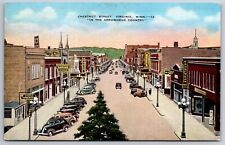 Main Street~Virginia Minnesota~Chestnut Street Birds Eye View~Vtg Linen Postcard picture