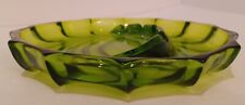 Vintage 1960's Viking Glass Avocado / Emerald Green Swirl Fantail Ashtray NICE picture