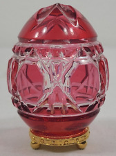 Vintage Cranberry Red Cut Crystal Glass Faberge Egg #523 On Stand picture