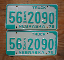 1976 NEBRASKA FARM License Plate Plates PAIR / SET picture