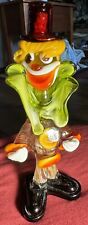Vtg Murano Glass Standing Clown Hand Blown Glass Figurine Colorful Made Italy picture