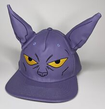 Dragon Ball Super Beerus Faux Leather Hat Bioworld Snapback Cat Ears Purple Rare picture