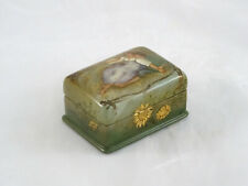 Russian Enamel Miniature Lacquer Trinket Jewelry Box Signed picture