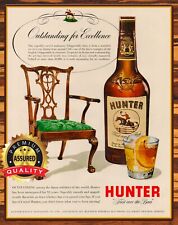 Hunter - Blended Whiskey - Outstanding - Restored 1950s - Metal Sign 11 x 14 picture