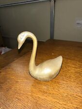 Vintage Patina Brass Metal Swans Statue  picture