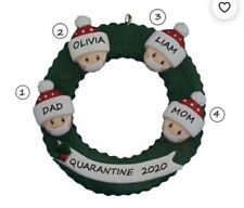 Personalized 2021 Quarantine Wreath Mask Family of 4 Christmas Ornament picture