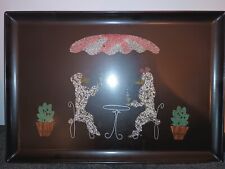 Vintage Set Of Two MCM Couroc Lot Poodles At The Cafe Serving Trays Large 12x18 picture