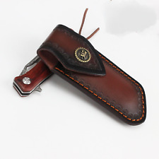 Tourbon Real Leather Folding Blade Knife Sheath Belt Pouch Tools Pocket Camping picture