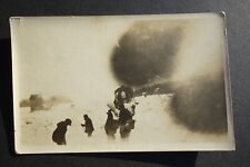men shoveling train tracks before locomotive real photo postcard unknown loc picture