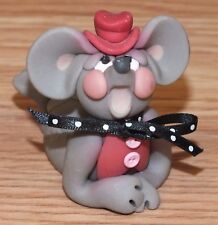 Vintage 1983 Cecile's Creations Pottery Mouse with Red Hat Collectible Figurine picture