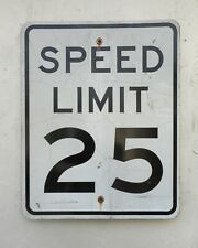 Authentic Vintage Retired White Metal 25 MPH Road Street Sign picture