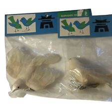 Vintage Quon Quon Birds Real Feathers White Made in British Hong Kong New NOS picture