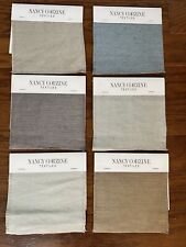NANCY CORZINE Pastel Pale Solid Sample Fabric Small Square KENDAL Linen LOT of 6 picture