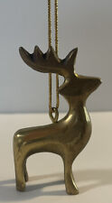 Vintage Brass Mini Reindeer Ornament 3” picture