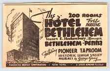 1937 HOTEL BETHLEHEM AD Bethlehem PA Vintage 3.5