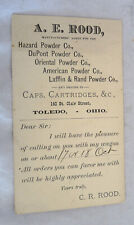 A E Rodd gun powder ammo caps Advertising Post Card Toledo OH antique picture