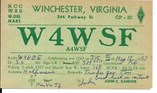QSL 1957  Winchester Virginia   radio card picture