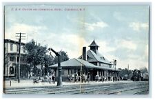 1908 D. & H. Train Station Depot And Commercial Hotel Cobleskill NY Postcard picture