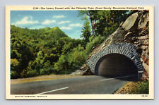 Postcard Newfound Gap TN Tennessee Highway Lower Tunnel Chimney Tops Smoky Mtns picture