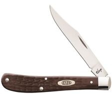 Case xx Knives Slimline Trapper Jigged Brown Delrin Stainless Pocket Knife 00135 picture