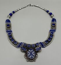 Unique Tibetan Silver Plated Vintage Natural Lapis Lazuli Necklace picture