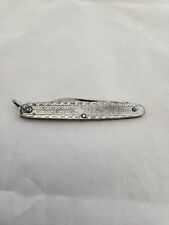 Vintage Stainless Steel Slim Pocket Knife Herringbone Design picture