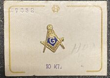 Vintage 10k Yellow Gold Lapel Pin Masonic Lapel Pin On The Original H&O Card picture