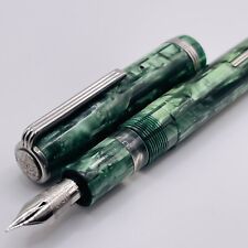 Esterbrook Visumaster Fountain Pen Green Stripe 9556 Frosted Nib Clean RARE picture