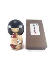 Japanese Kokeshi Wooden Doll 5 Inches Tall Floral Kimono Made in Japan picture