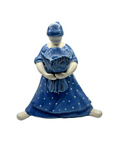 Vintage Dept. 56 Peasant People 1980 Candle Holder Blue Dress Lady EUC picture