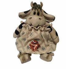 Vintage Solid Shelf Sitter Cow Figurine Fabric Moveable Legs & Arms Unbranded picture
