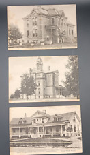 Three Vintage Postcards, Bad Axe, Mich.,  Courthouse, Hostpital, Jail, 1909 picture