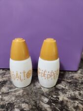 Vintage Salt And Pepper Shakers Milk Glass With Gold Flowers Butterflies picture