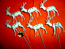 Vintage White Small Vinyl Plastic Reindeer with Gold Spots picture