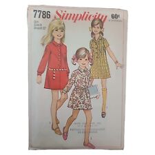 Vintage 1968 Simplicity 7786 Girls & Chubbies Shirt Dress Pattern Size 8 Cut picture