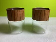 VINTAGE 70’S MODERN STORE & SEE CLEAR GLASS / WOOD GRAIN LID. picture