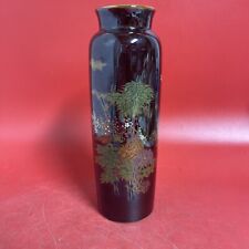 LOVELY LARGE VINTAGE JAPANESE FLORAL AND BAMBOO VASE  10” picture