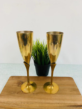 VINTAGE PAIR OF BRASS CHAMPAGNE GLASSES picture