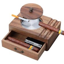 Cigar Ashtray Outdoors Windproof Vintage Ashtray with Cigar Accessories Drawe... picture