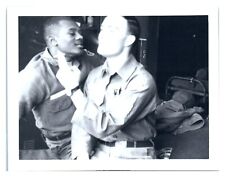  Handsome Affectionate Military Men Interracial Smoking VTG Photo GAY INT A4 picture