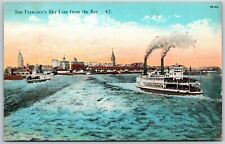 San Francisco Sky Line from the Bay, California - Postcard picture