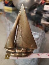 Vintage Solid Brass Small Sail Boat Nautical Beach Decor Figurine Sculpture 4” picture
