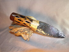 Rainbow Obsidian Paleo Knife w Cholla Cactus Wood Handle Flint Knapping COA picture