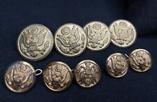 Vtg Waterbury Button Co WWII Military (Army?) Gold Tone Lot Of 9, 2 Sizes picture